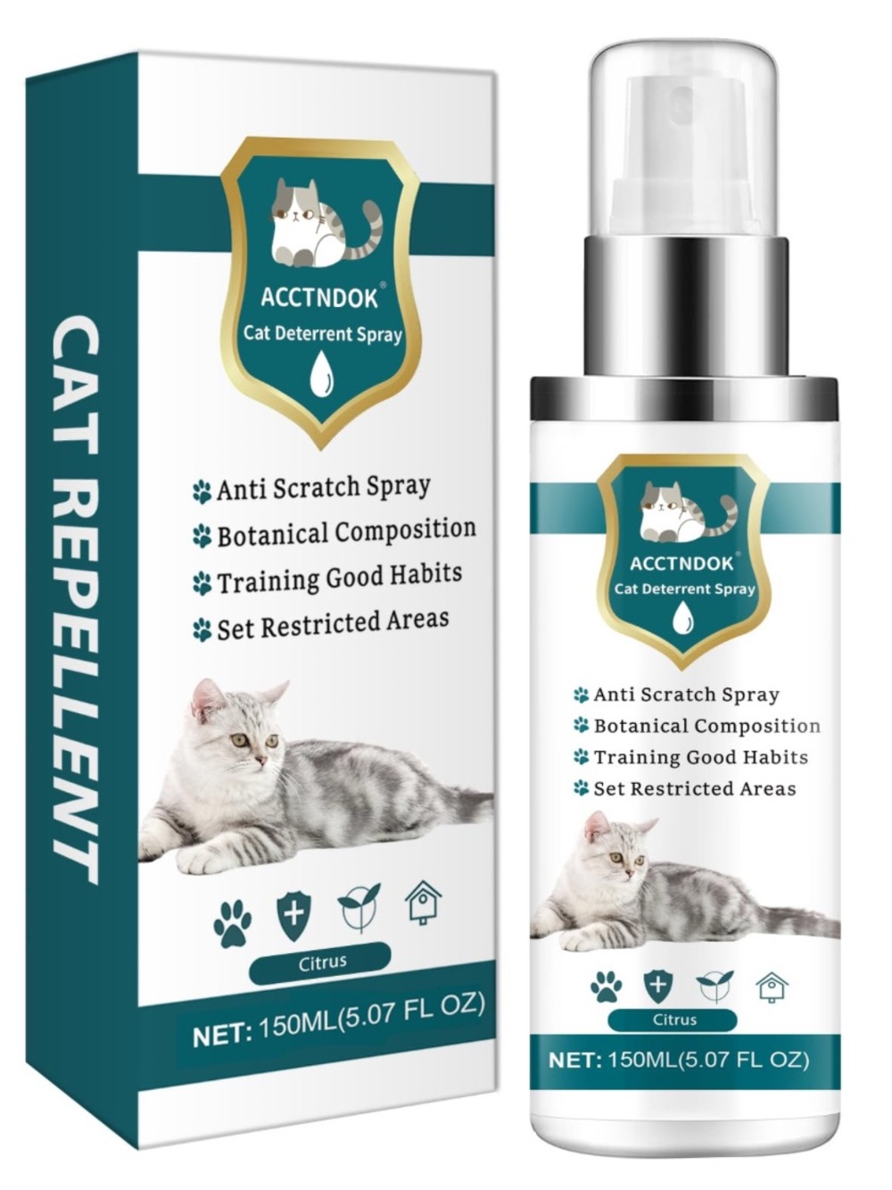 Citrus Cat Repellent Spray - Teal/White